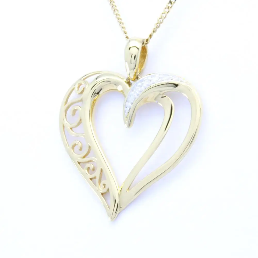 European Style Newest Ladies Jewelry Yellow Gold Rhodium Plated Charm Pendant 18K Plain Gold Heart Necklace