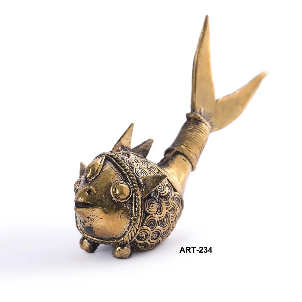 Tribal Brass Fish hand mad gold brass Decorative table fish