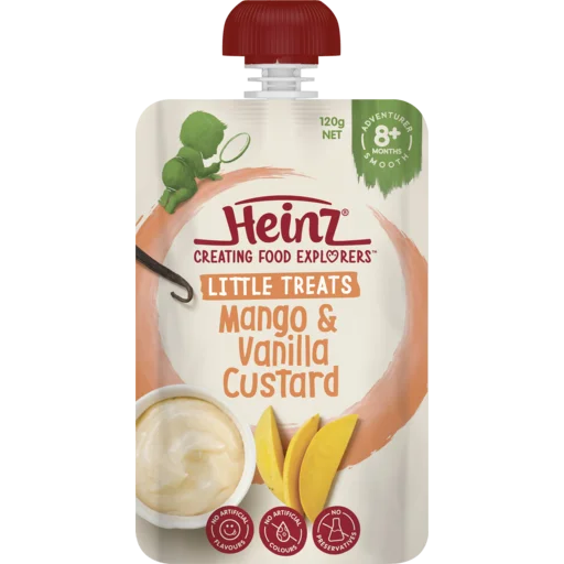 High Quality Everyday Australian Heinz Mango & Vanilla Custard Food Pouch 8+ Months 120g