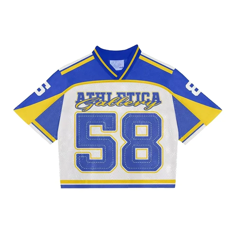 Best Manufacturer Custom sports streetwear vintage oversize man soccer football t shirt boxy mesh cropped jersey for men