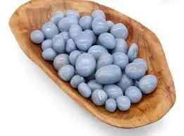 WHOLESALE NATURAL ANGELITE TUMBLE STONE CRYSTAL TUMBLE FOR HEALING AND MEDITATION HOMEDECOR AND METAPHYSICAL STORE