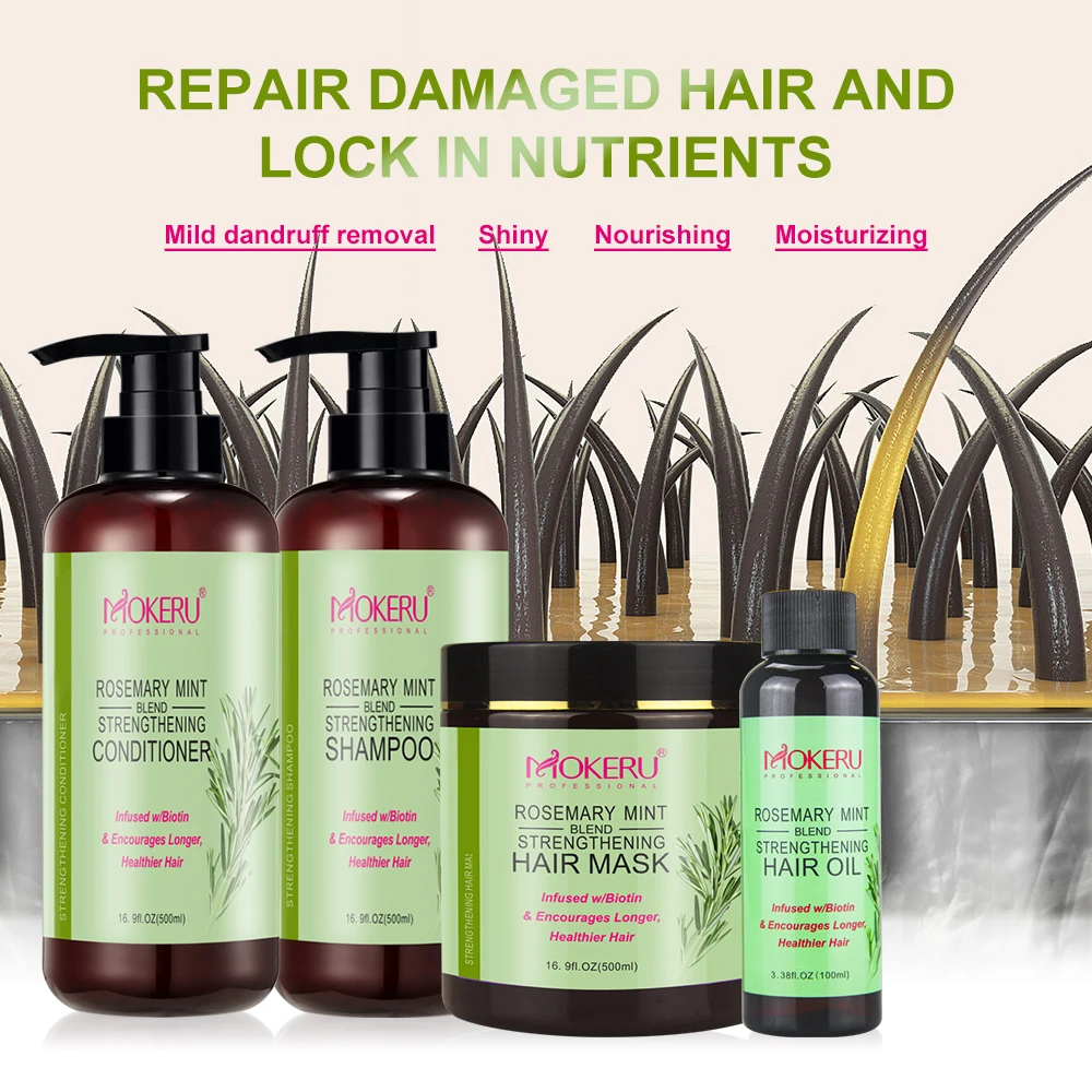 Natural Repaired Hair Care Sets Rosemary Mint Hair Treatment Shampoo And Conditioner Professional Hair Salon For Home Use