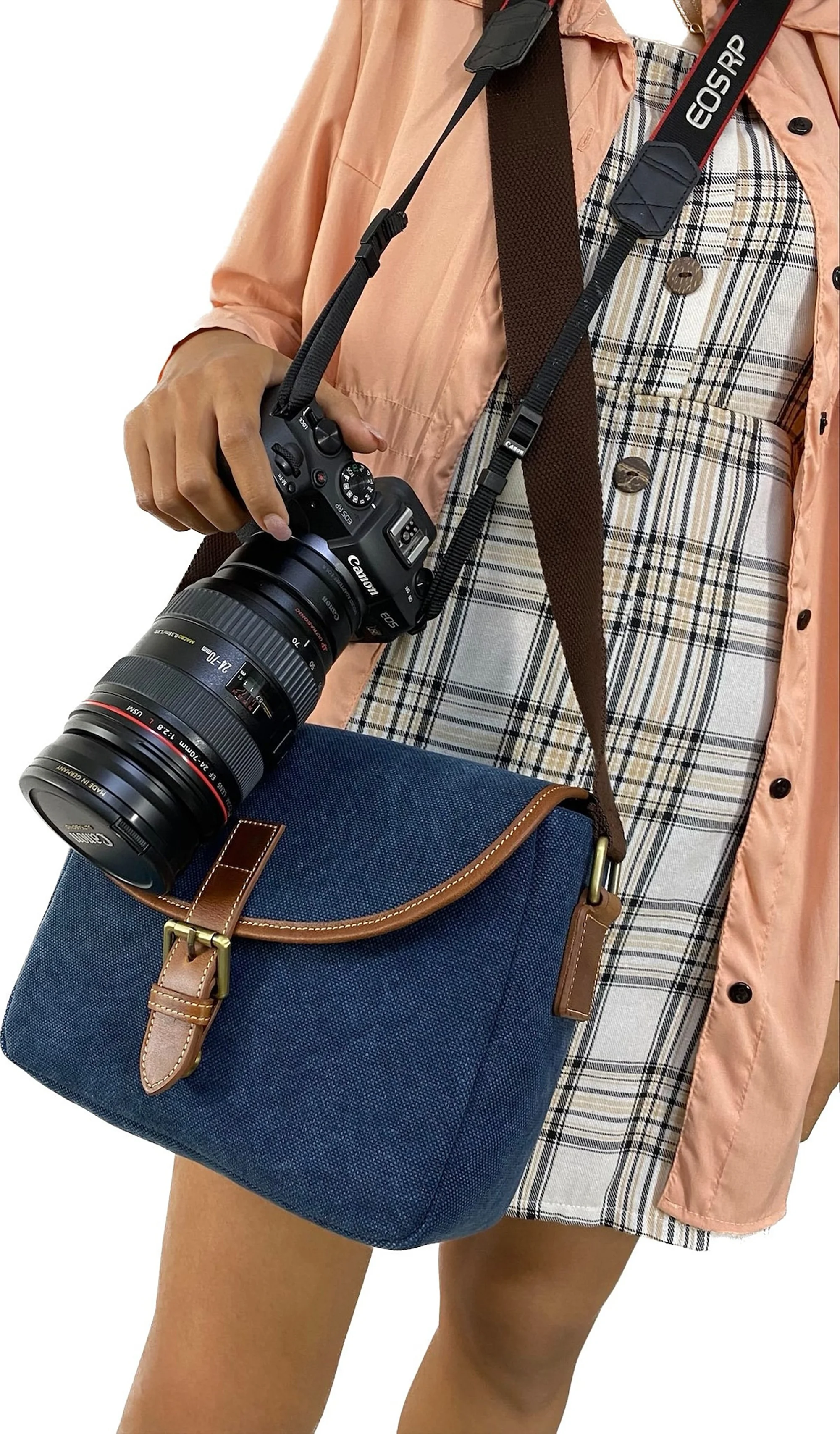 Fashion Stylish Canvas And Leather Camera Bag Classic Cross Strap Eye To Carry Travel Trekking Camera Accessories Shoulder