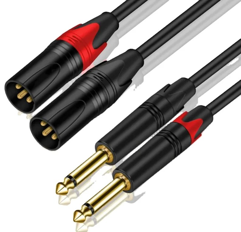 2 RCA Male to 2 XLR 3-Pin Male Stereo Audio Cable 2rca to 2XLR double 24K gold Plated HiFi Audio Cable 4N OFC Wire