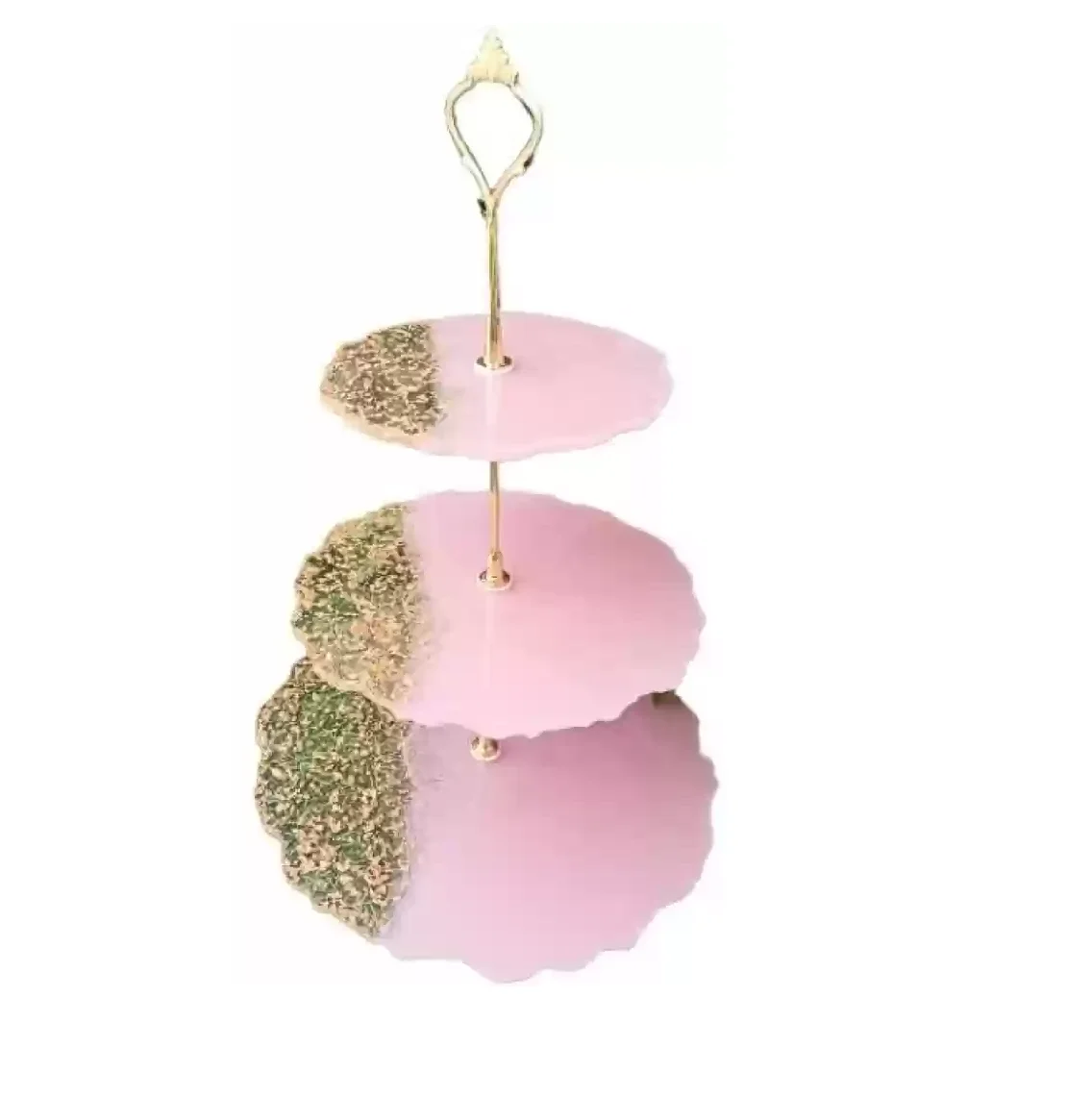 Cake Stand Wedding use resin Cake Pedestal Cupcake Server Hand Made pedestal cake stand With exaggerated gold edge
