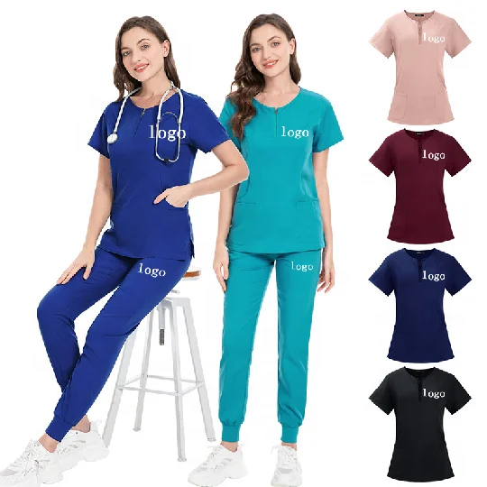 2023 Wholesale New Doctor Hospital Uniform Sets Womens Jogger Set Best Selling Spandex Breathable Female Medical