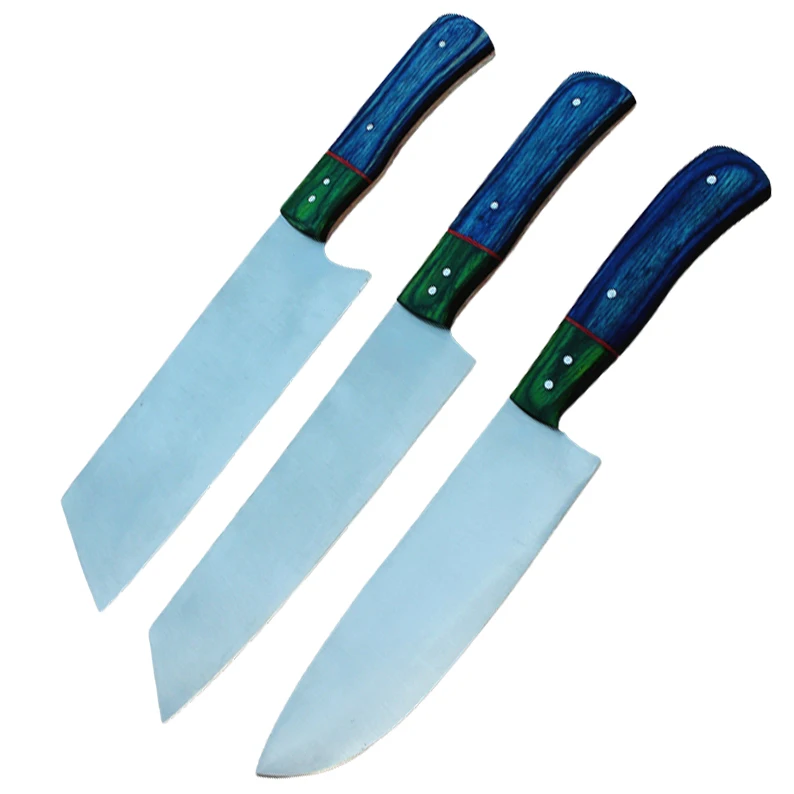 Top Quality Custom Handmade Stainless Steel Professional  Chef Kitchen Knife Wood Handle  With Leather Sheath