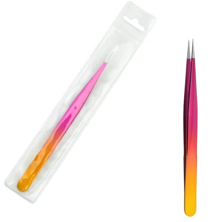 New Professional Eyelash Extension Personalised Sharp Point Volume Facial Tool Stainless Steel Lash tweezers at low price