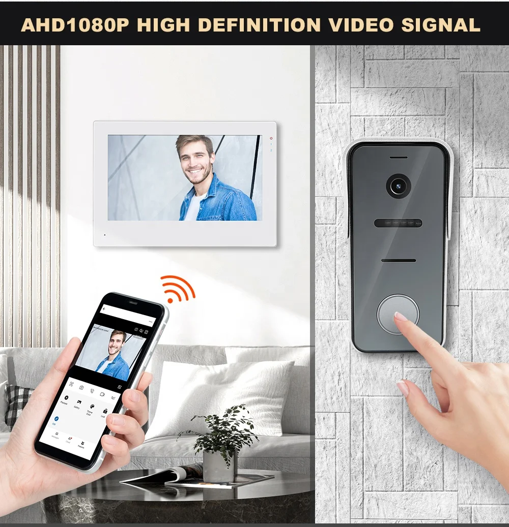 1080P Smart Video Doorbll Tuya WiFi 2 Wire Video Door Phone Dual-Way Door Intercom for Villa Home Security