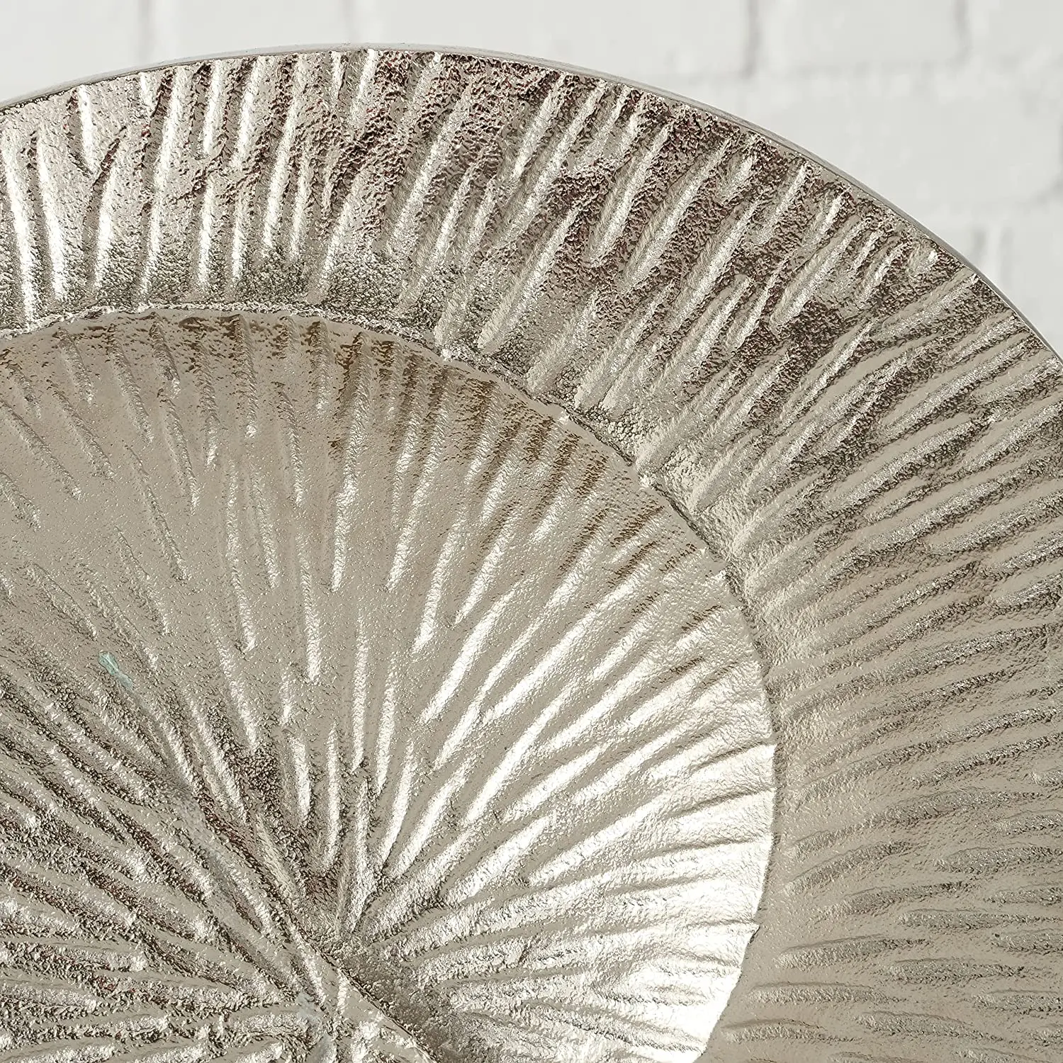 Silver Aluminum Modernist Home Infinity Disc Sculpture Accent With Mango Wood Base Tabletop Sculpture For For Office and Home