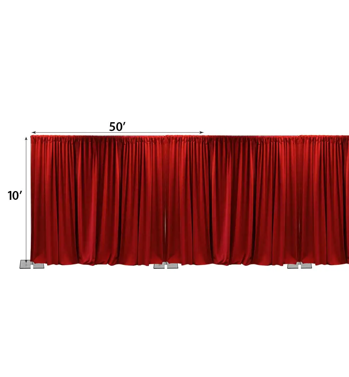 Фон с драпировкой и трубой Kit-10FT с высоким воротником (шириной 50 футов) Красный полиэстеровый Фотофон для свадьбы, вечеринки, дня рождения