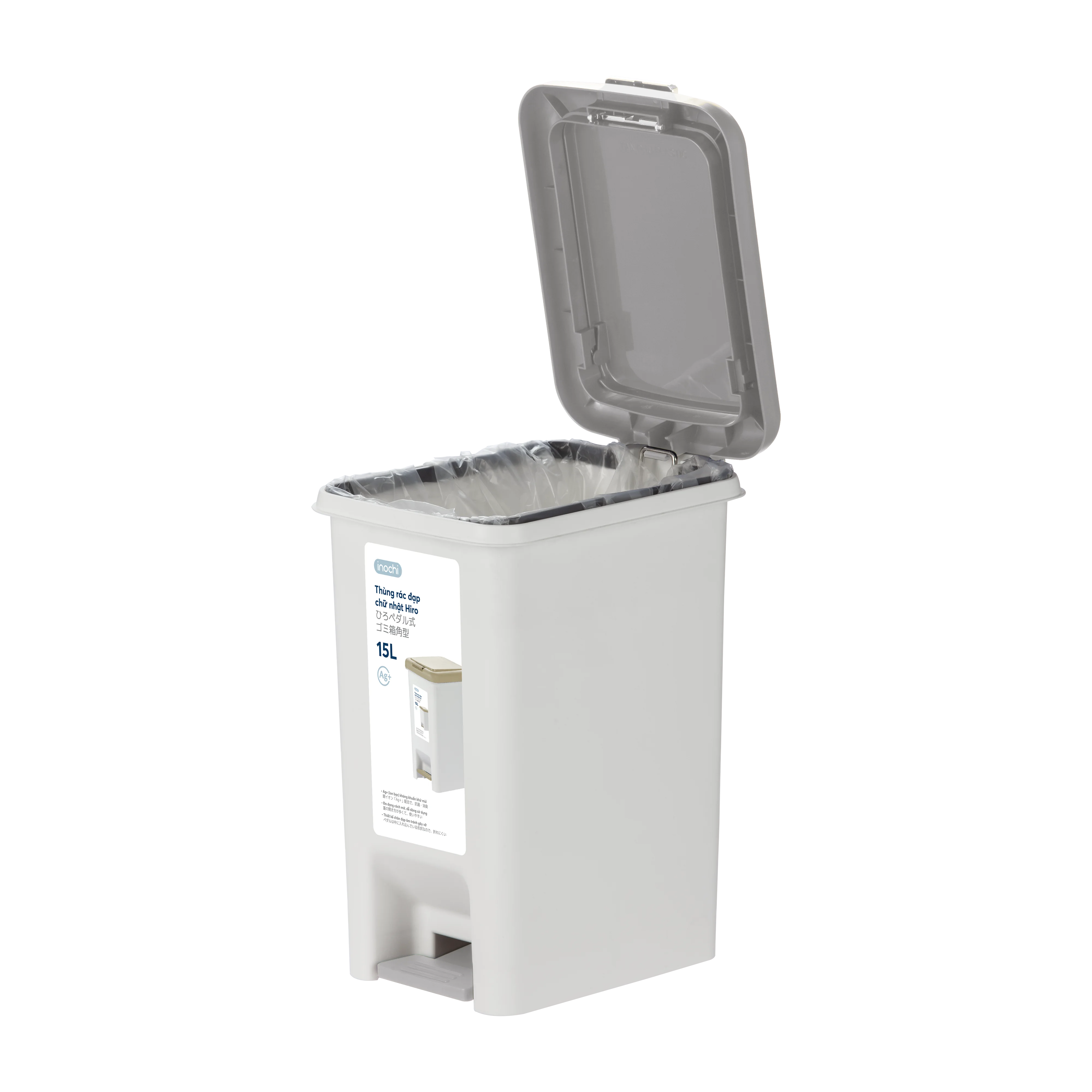 Wholesale 15L Antibacterial PP Plastic Trash Can with Push Button Pedal Big Office Home Container with Plastic Bucket inside