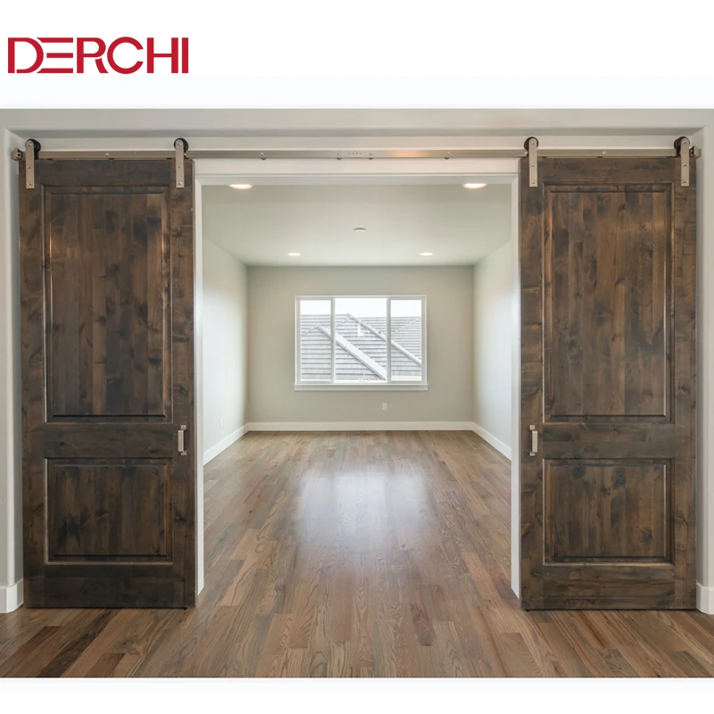 Professional sliding barn doors with small grids design french entry barn doors