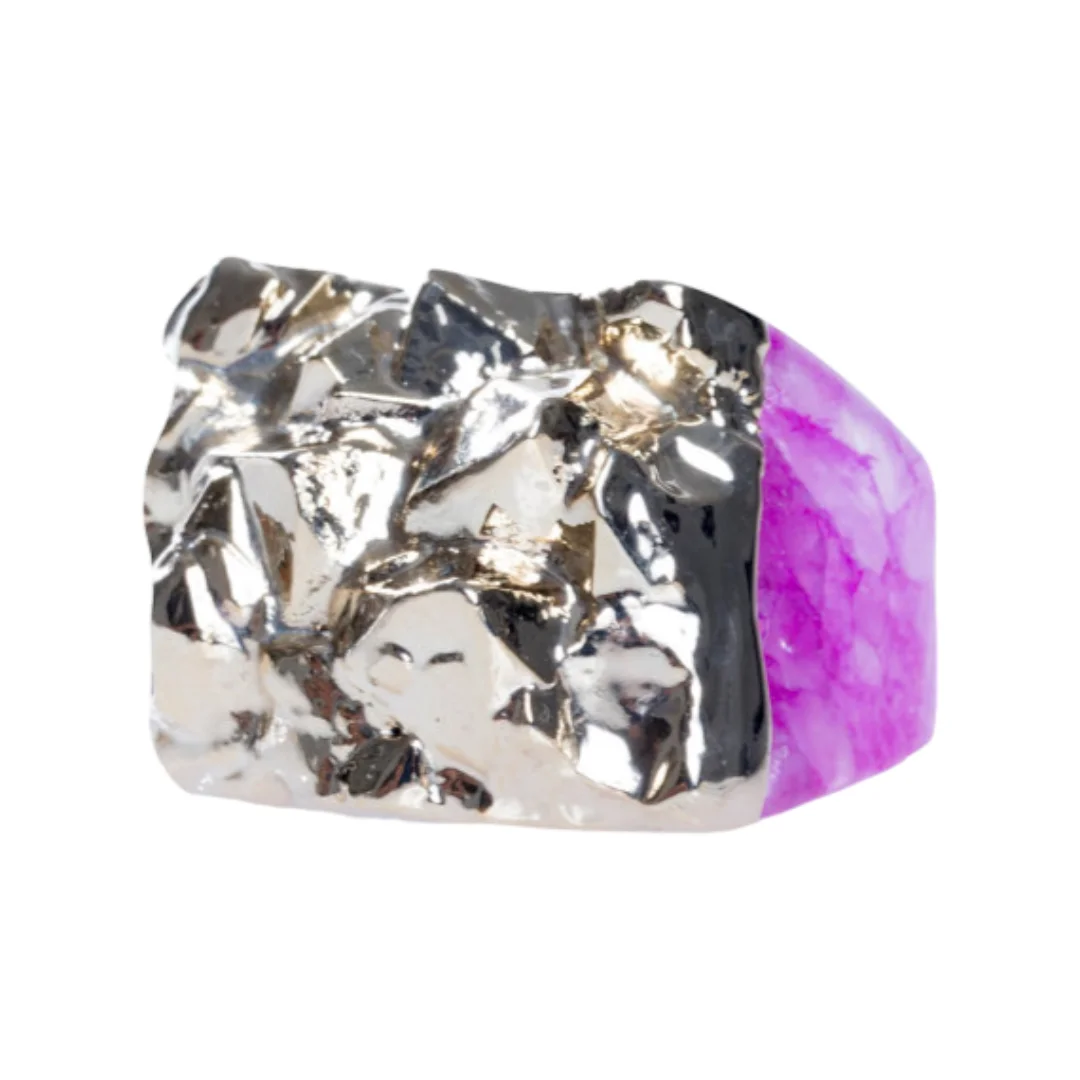 NATURAL BRAZILIAN DRUZY AGATE RINGS PLATED