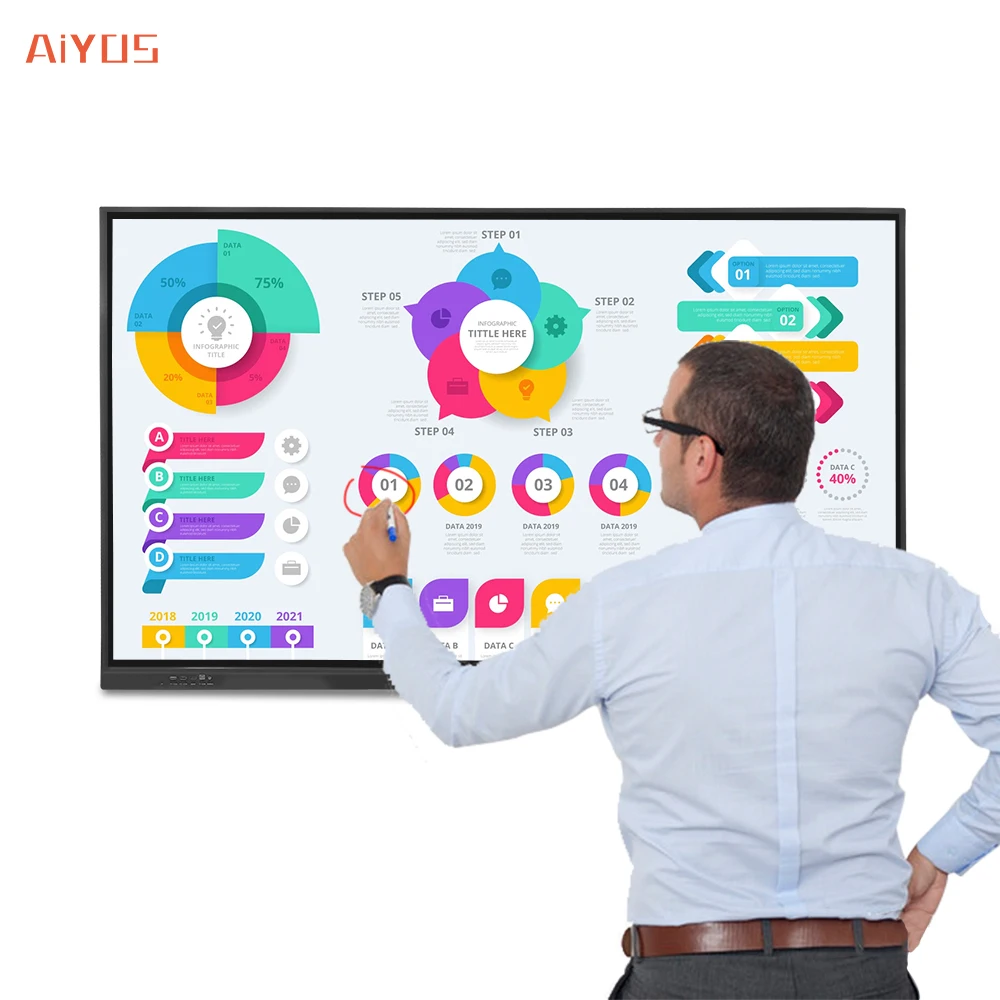 85/86 inch 20 points touch smart electronic whiteboard interactive mobile lcd screen flat panel for classroom/office