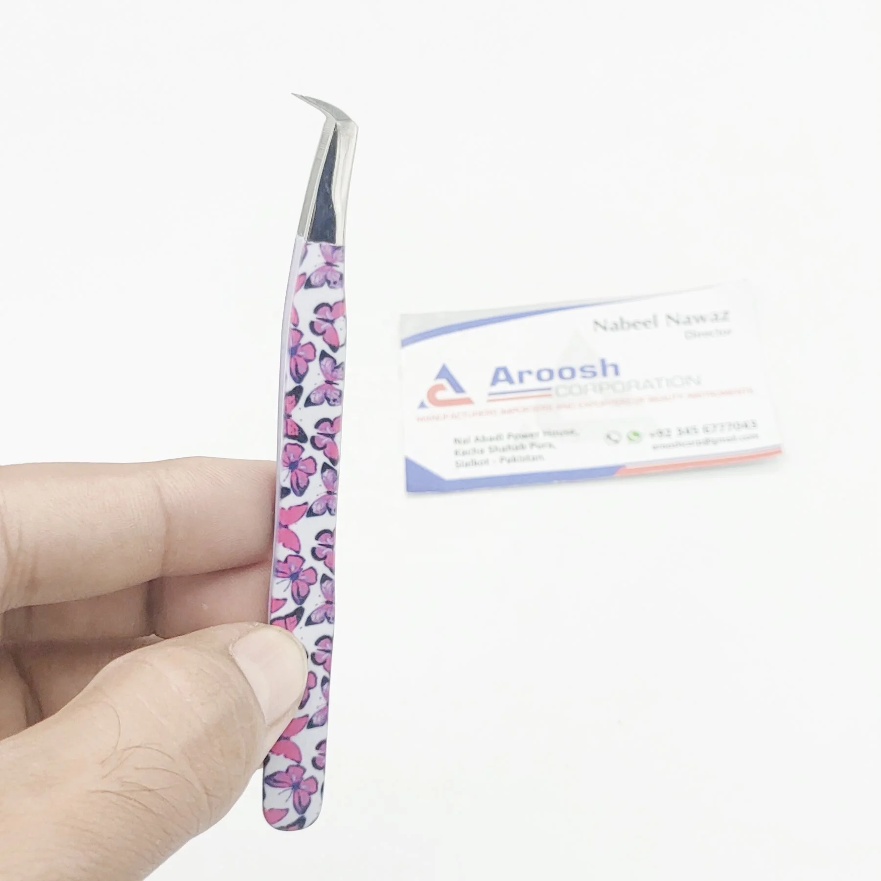 90 Degree Butterfly Paper Print Eyelash Extension Tweezers Wholesale High Quality Stainless steel  Eyelash Tweezers