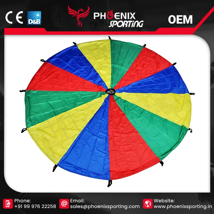 Super Quality Children Educational Team Work Play Games Toy Handles Rainbow Parachute At Reasonable Price