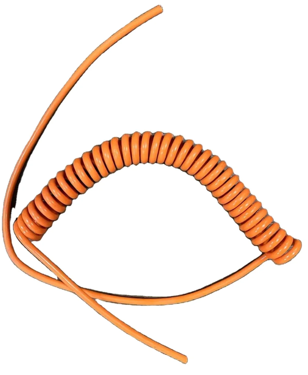 OEM ODM 7 core bright surface handle wire PU spring cable  multi-core processing custom spiral wire