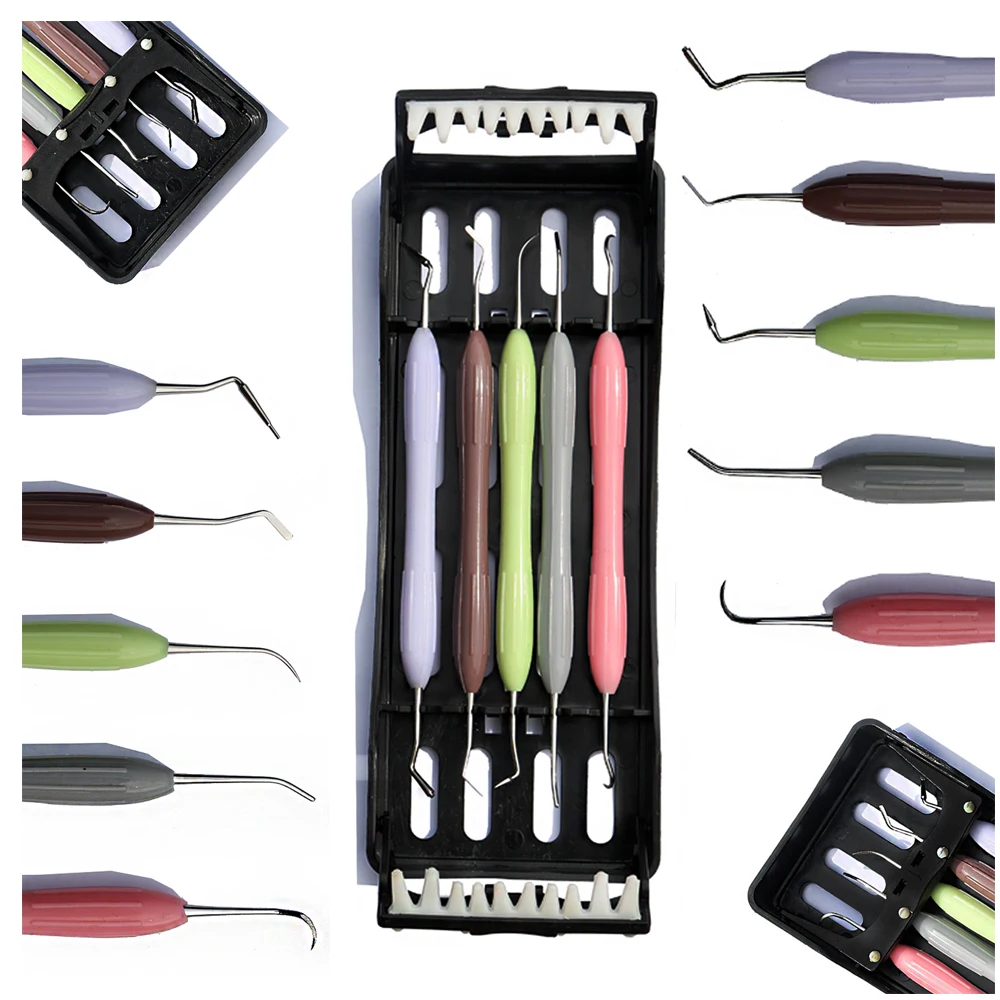 Hot product Dental Composite Filling Instrument Set Of 5 Pcs For Resin Aesthetic Solo Posterior Anterior Silicon handle