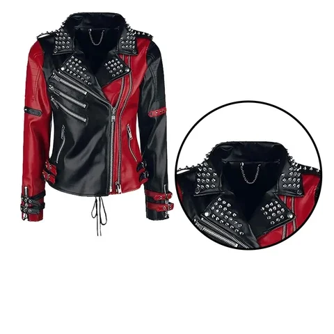 New Leather Studded Jacket Unisex Metal Spikes Wholesale Genuine Cowhide Fabric Fashion Genuine Leather Jackets Made in Pakistan