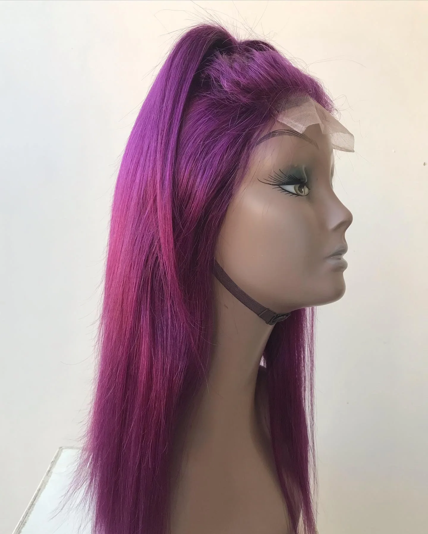 Direct from India Top Best Quality Wholesales Single Donor Hair Raw Indian Temple Remy Virgin 18 Purple Coloured 4x4 Closure Wig