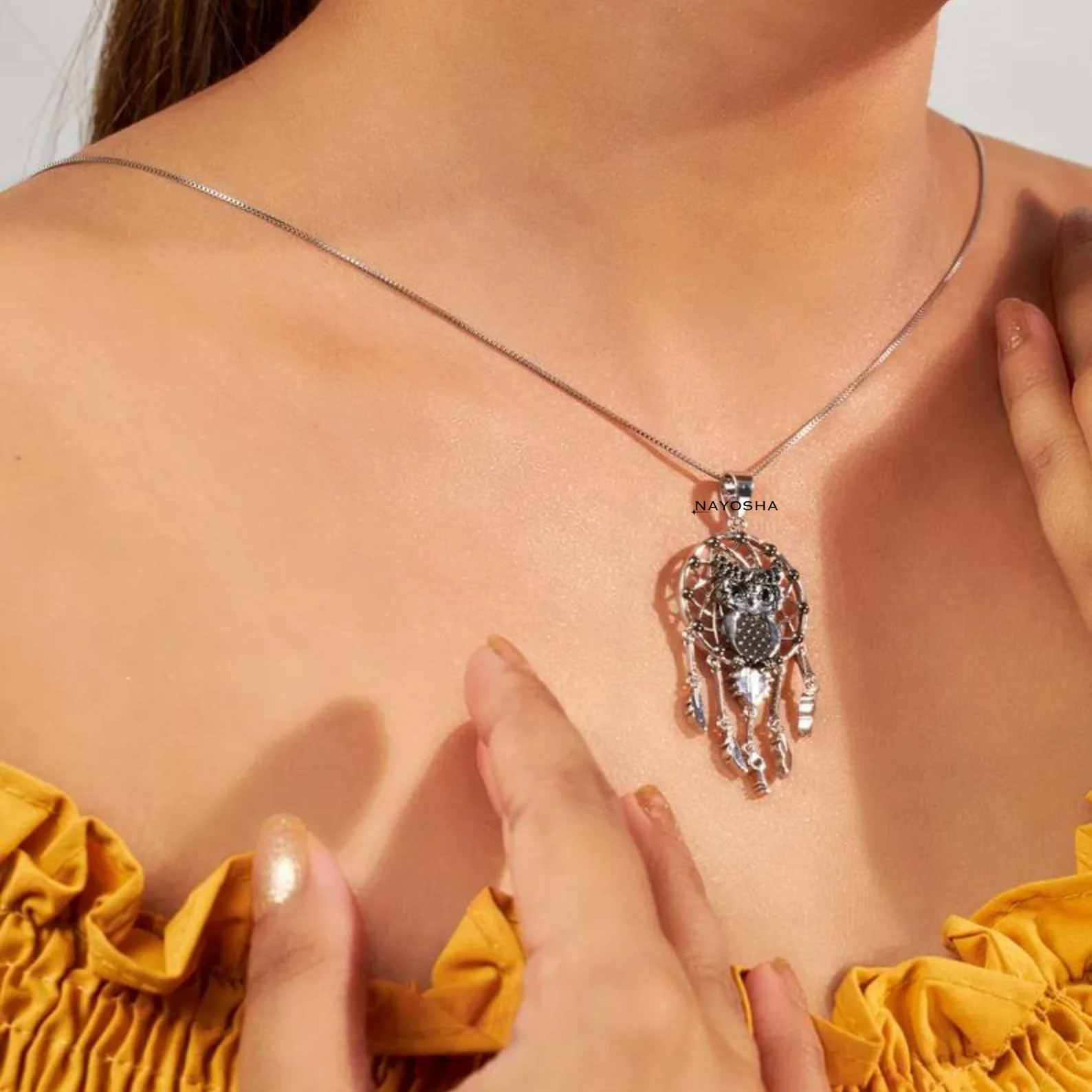 Most Popular 925 Sterling Silver Daily Wear Dream Catchers Necklace Gold Plated Chains for Gift