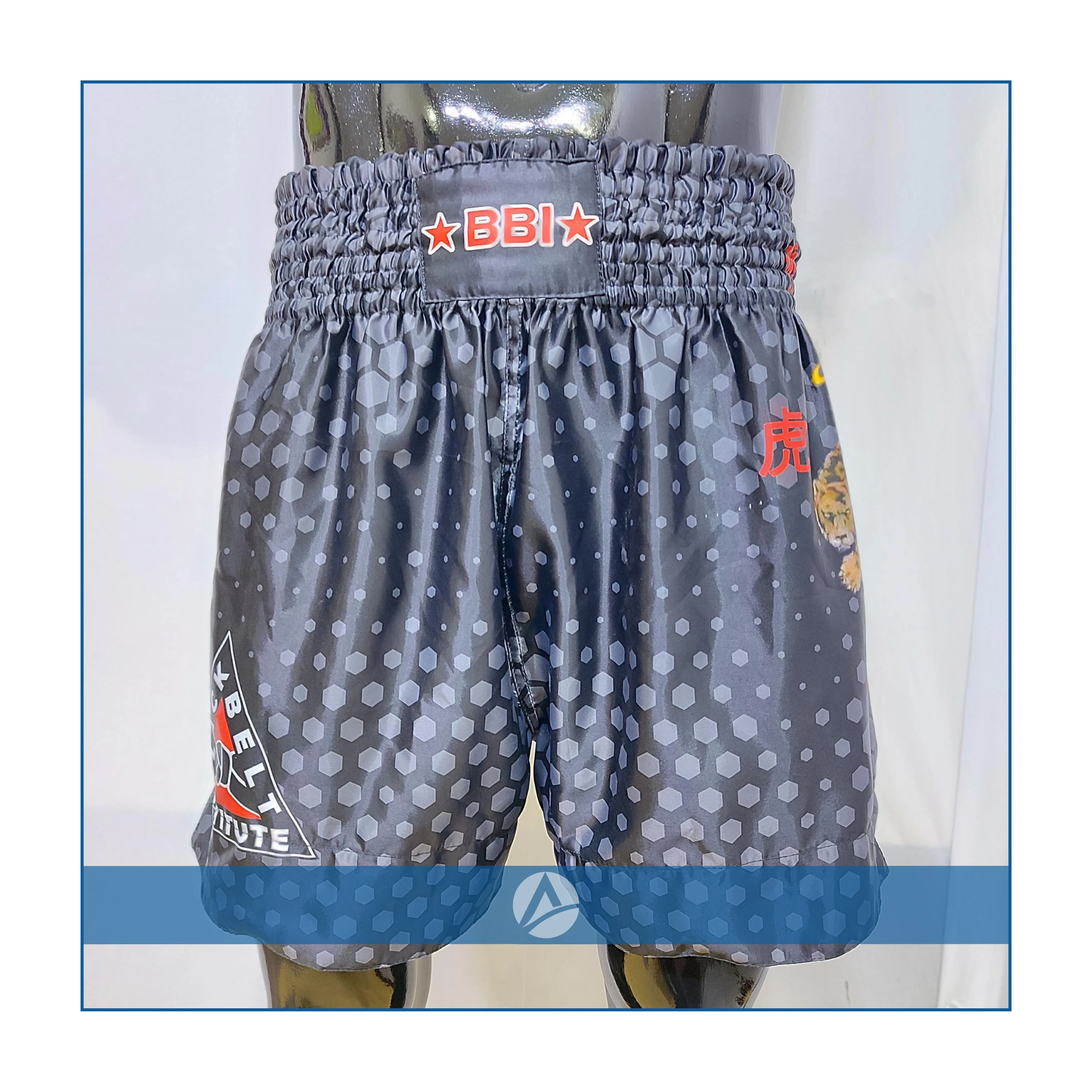 Muat Thai shorts OEM sublimated design custom logo with Applique Embroidery martial arts wear