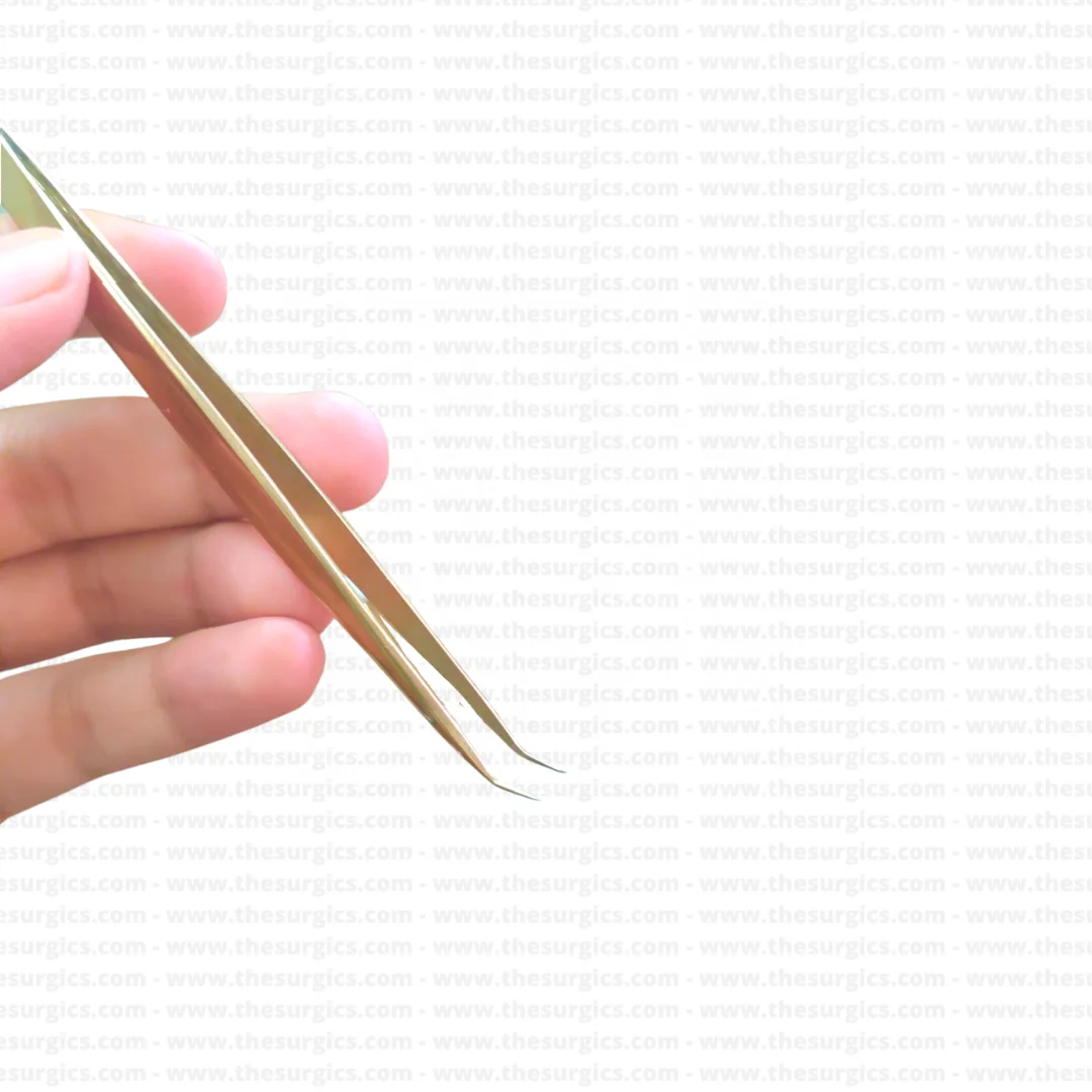 Gold Long Handle Isolation Tweezer Eyelash Extension Tweezers Custom Logo Private Label Stainless Steel Wholesale For Eyelashes