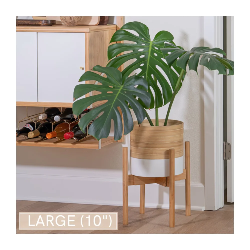 Wholesaler handcrafted eco-friendly modern planter spun bamboo planters pot for indoor plants made in Vietnam