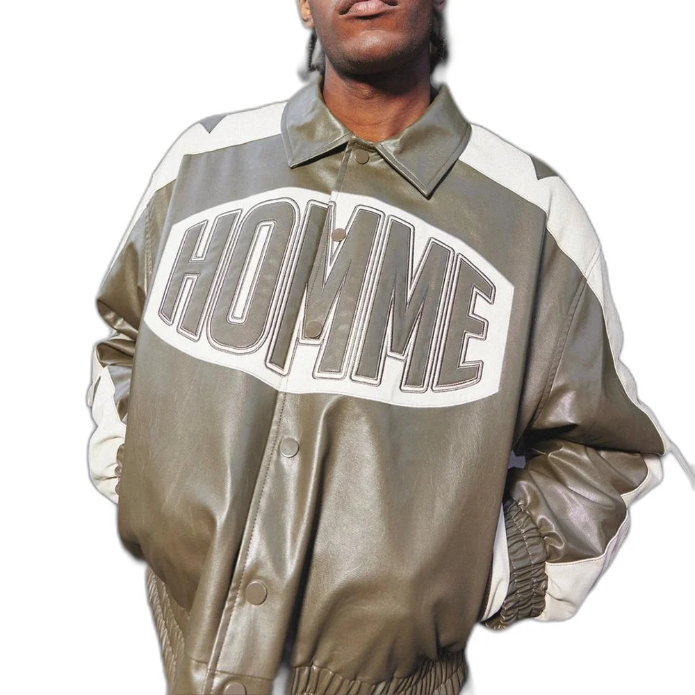 2024 New Arrival High Quality Racer Jacket Custom Design Leather Bomber Men Plus Size Printed Embroidery Jackets