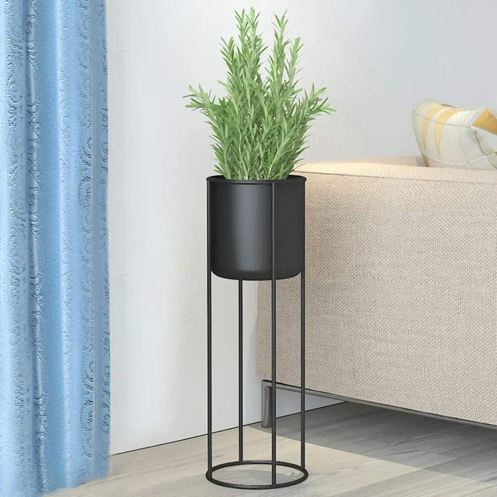 Plant Stand Set - 3-Piece Modern Planter with Tall Metal Stand - Decorative Standing Flower Pot Holder Indoor Outdoor.