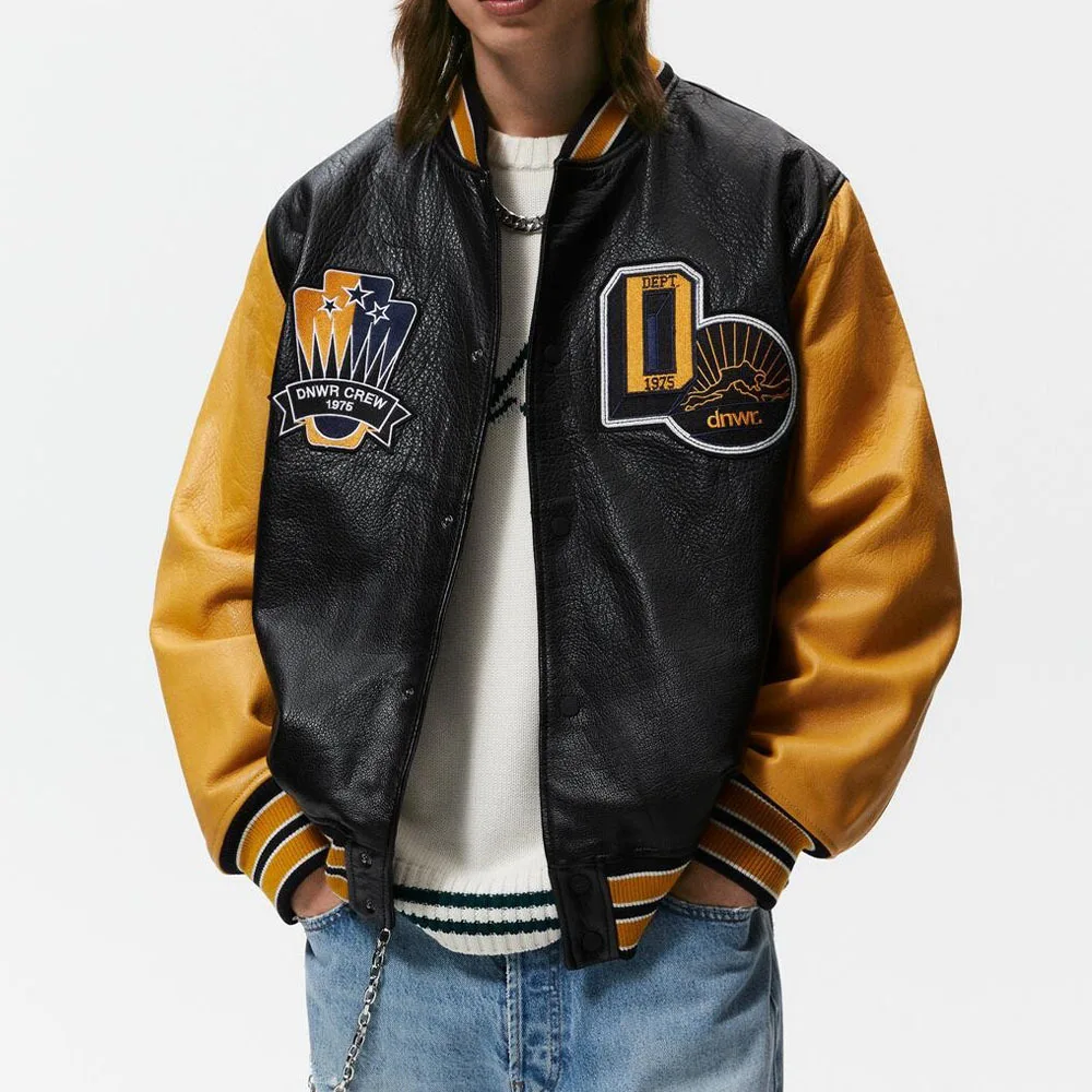 Custom Design Chenille Patch 3d Logo Leatherman Varsity Jackets Pu Leather Varsity Jacket Men