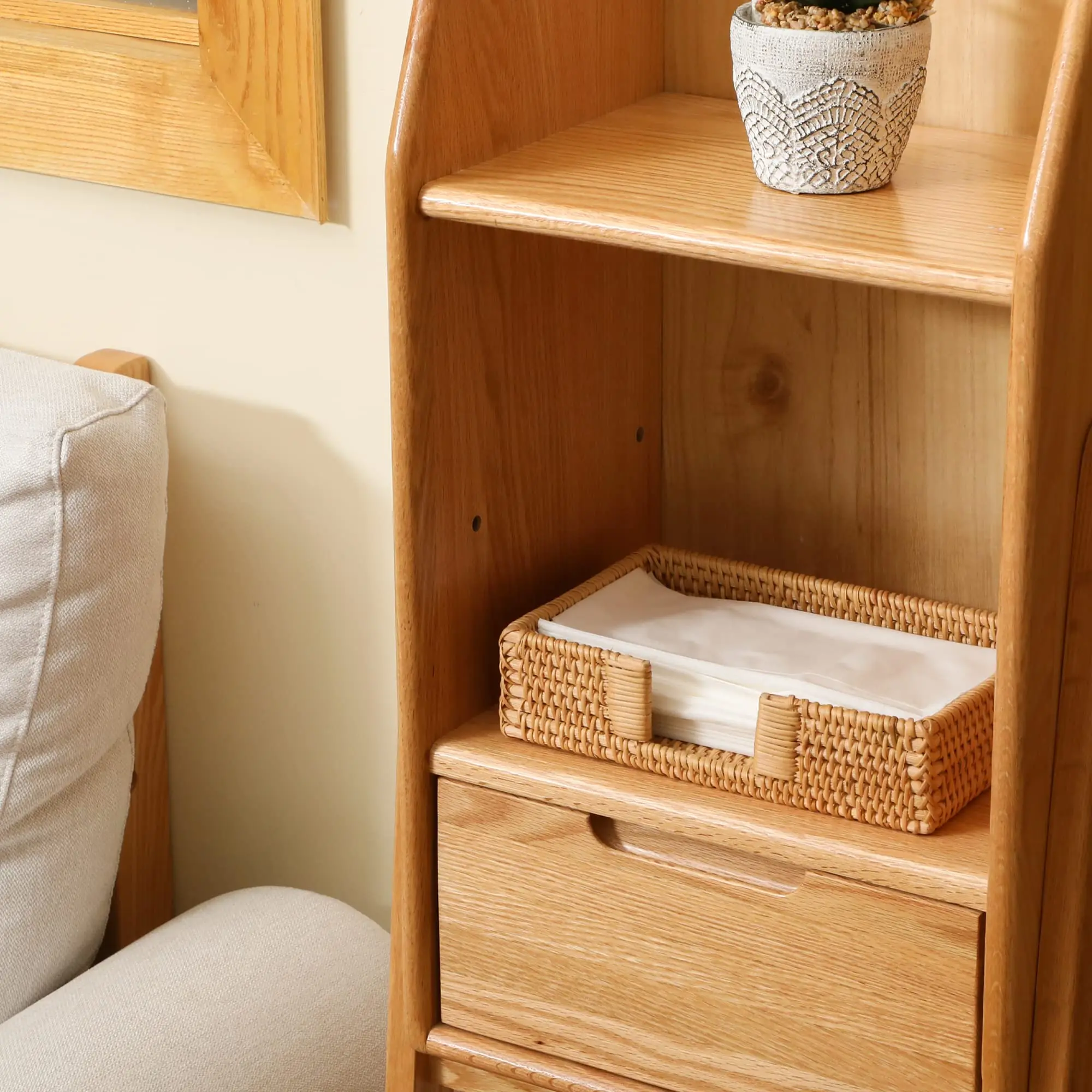 Wicker rattan facial tissue holder basket box for home office hand towel paper dispenser storage container