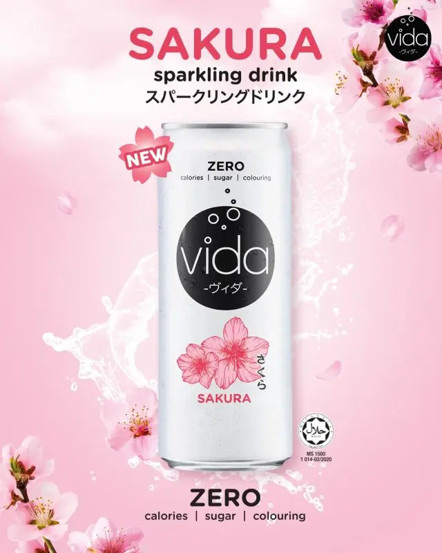 Vida Zero Sparkling Drink - 5 Flavors (325ml x 24 Cans) Salty Lychee/ Minty Lime/ Original Citrus / Lemon / Sakura