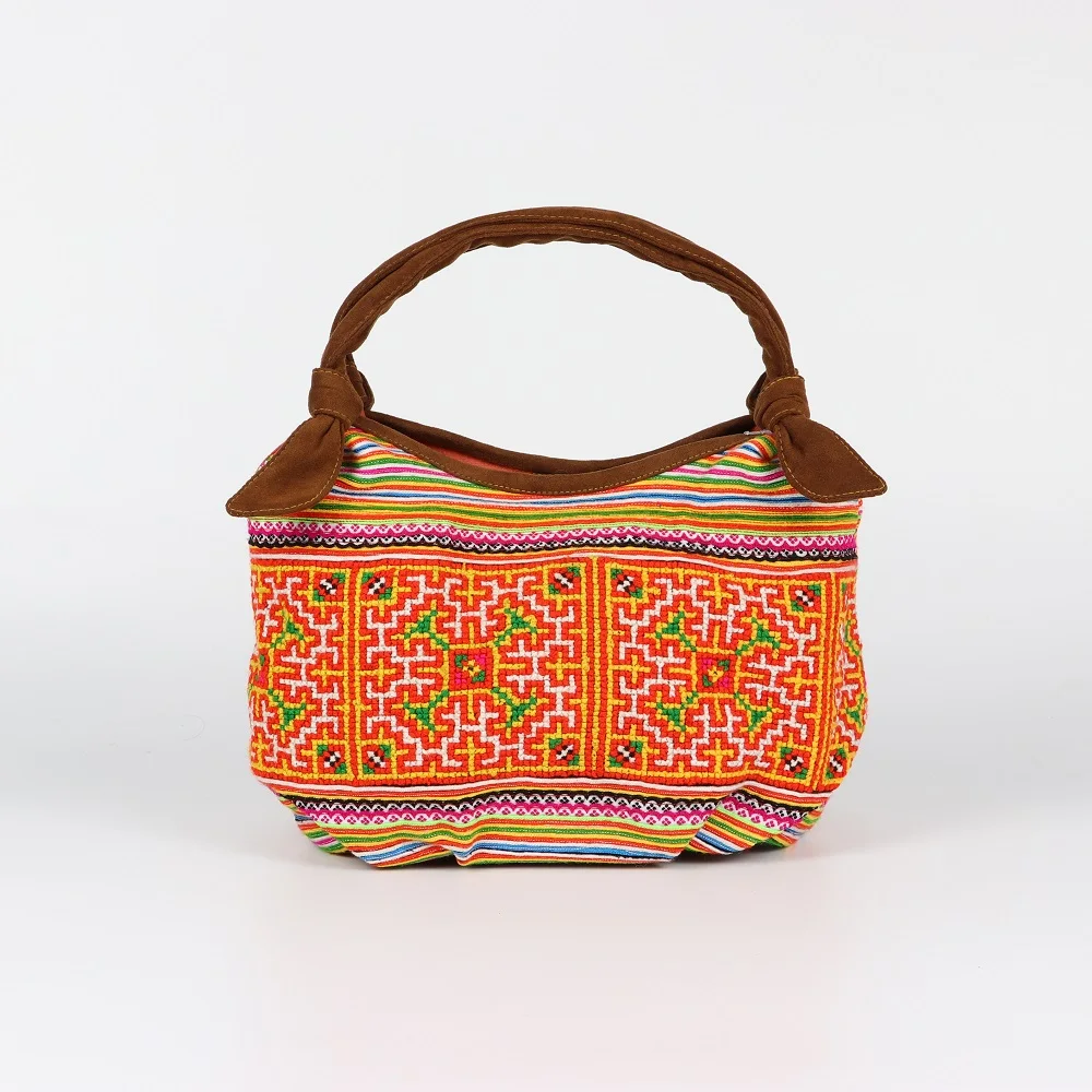 Fashion Snap Button Casual Outside Hand-embroidered Brocade Rectangular Retro Big Rabbit Ear Brocade Bag