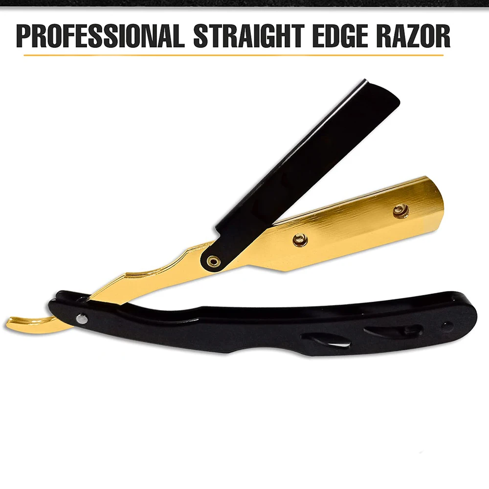 Customized Disposable Stainless Steel Straight Razors Gold Plated Beauty Salon Shaving Tools for Hair Face Body Shaving