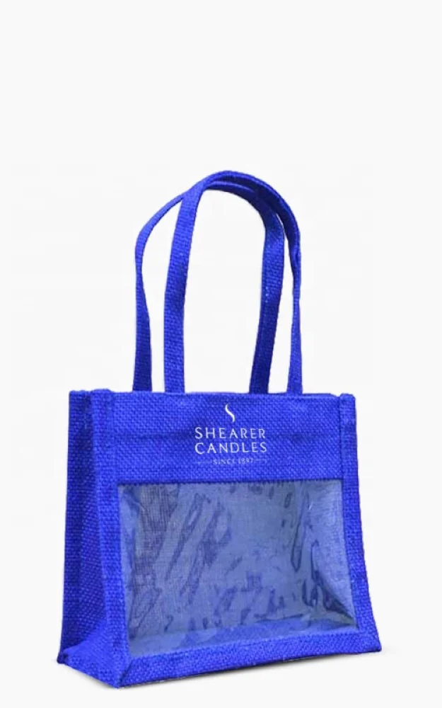 Blank Reusable Grocery Burlap Jute Gift Shopping Tote Bags Waterproof Inside high quality jute bag with white Cotton Handle