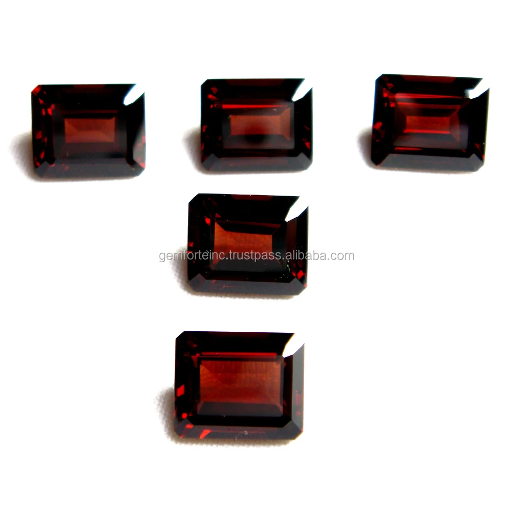 Wholesale Natural Red Garnet Emerald Cut 6X4MM 7X5MM 8X6MM 9X7MM High Quality Large Red Garnet Loose Gemstone for Jewelry Making