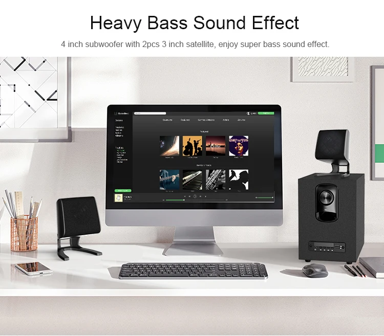 Audmic OEM  High Quality Professional Subwoofer 2.1 Multimedia Speaker Remote Control TF USB FM Speaker Equipment