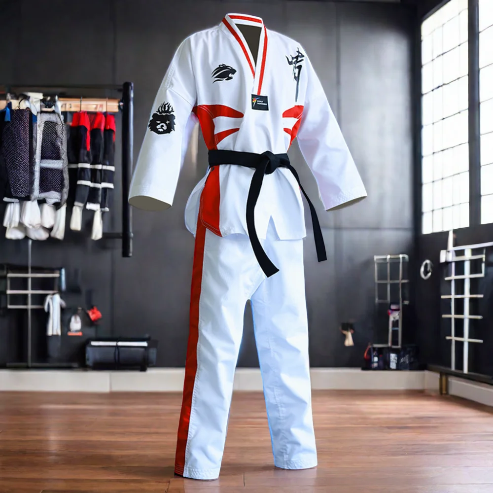 Custom Logo Embroidery Comfortable Competitive Taekwondo Black Uniform For Training Taekwondo Dobok TU-0008