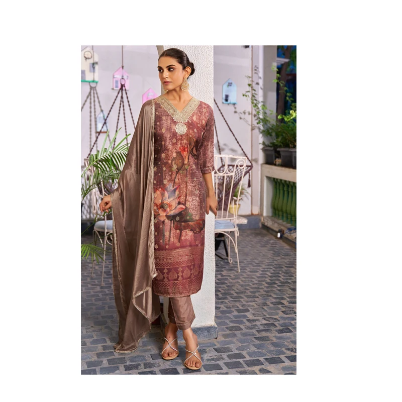 Jekart Duppatta Readymade Kurta Set with Roman Silk Fabric Stylish 3-Pcs Suit with Straight Cut High Quality Party Wear Girls