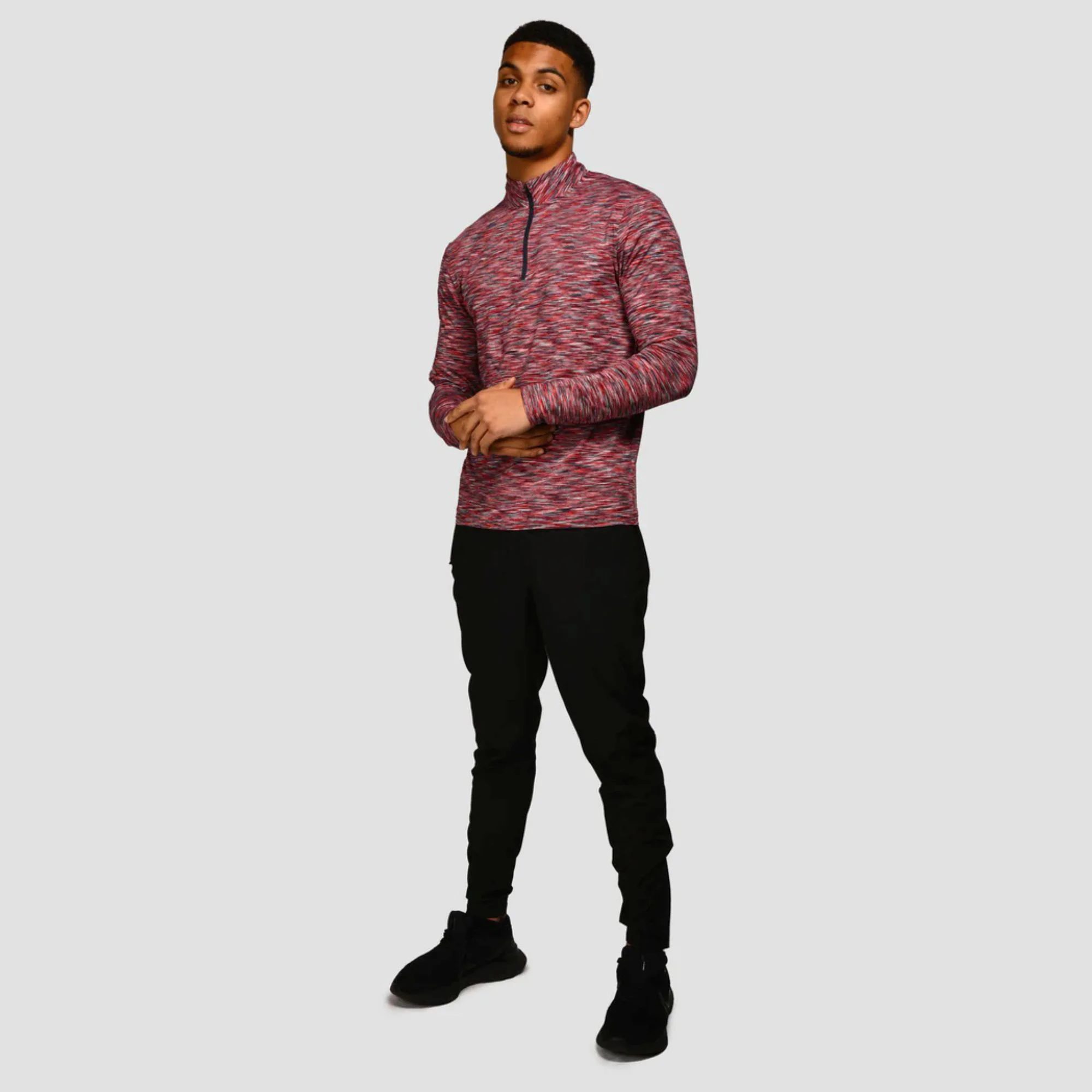 Reflective Logo Lightweight Breathable Cardinal Red 88% Polyester 12% Elastane Slim Fit Mens Trail 1/4 Zip Long Sleeves Shirt