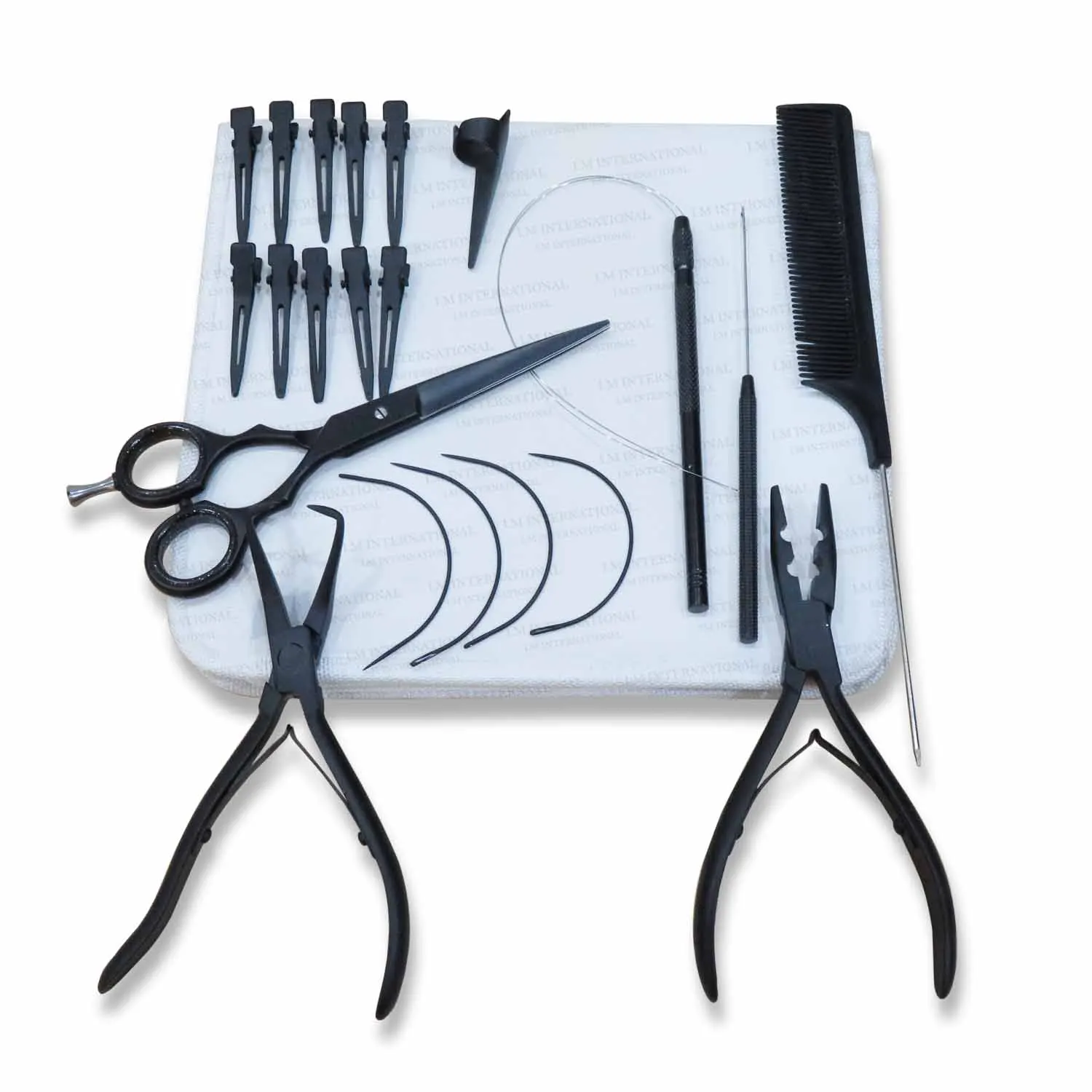Black Salon Plier Scissor Kit Two Hole Micro Beads Remover and Closer Plier High Quality Hair Extension Loop And Pulling Hook