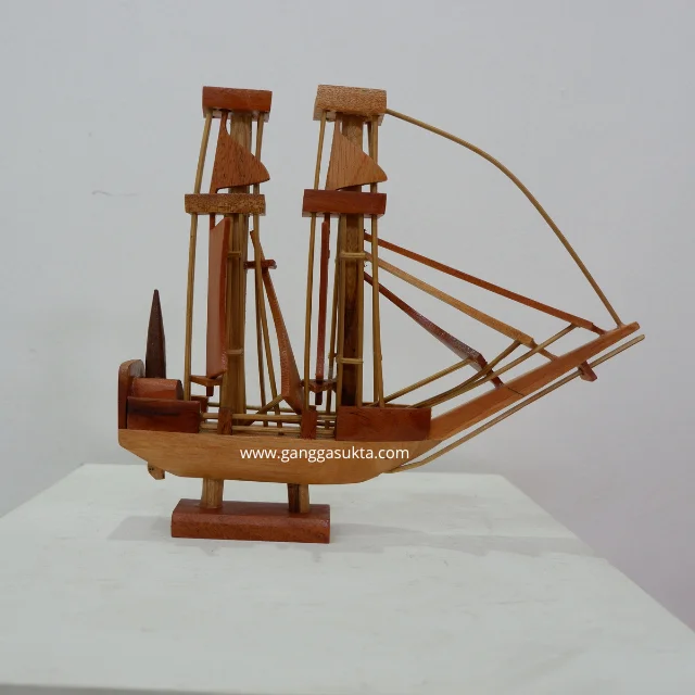 Натуральный цвет Тиковый деревянный Миниатюрный Корабль деревенский Морской Декор для дома с деталями ручной работы дисплей в художественном стиле