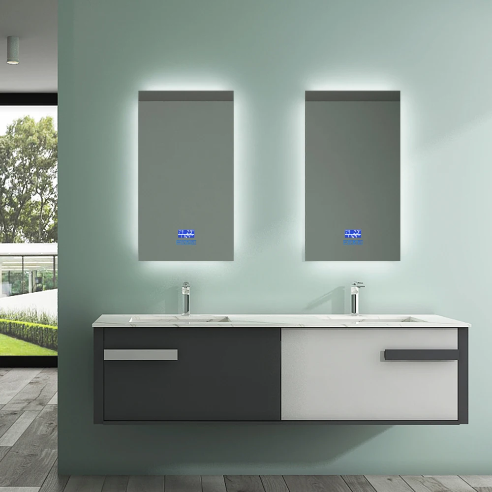 LED Bathroom Lighted Mirror with Blue-tooth Antifog Dimmable Vanity Touch Home Mirror