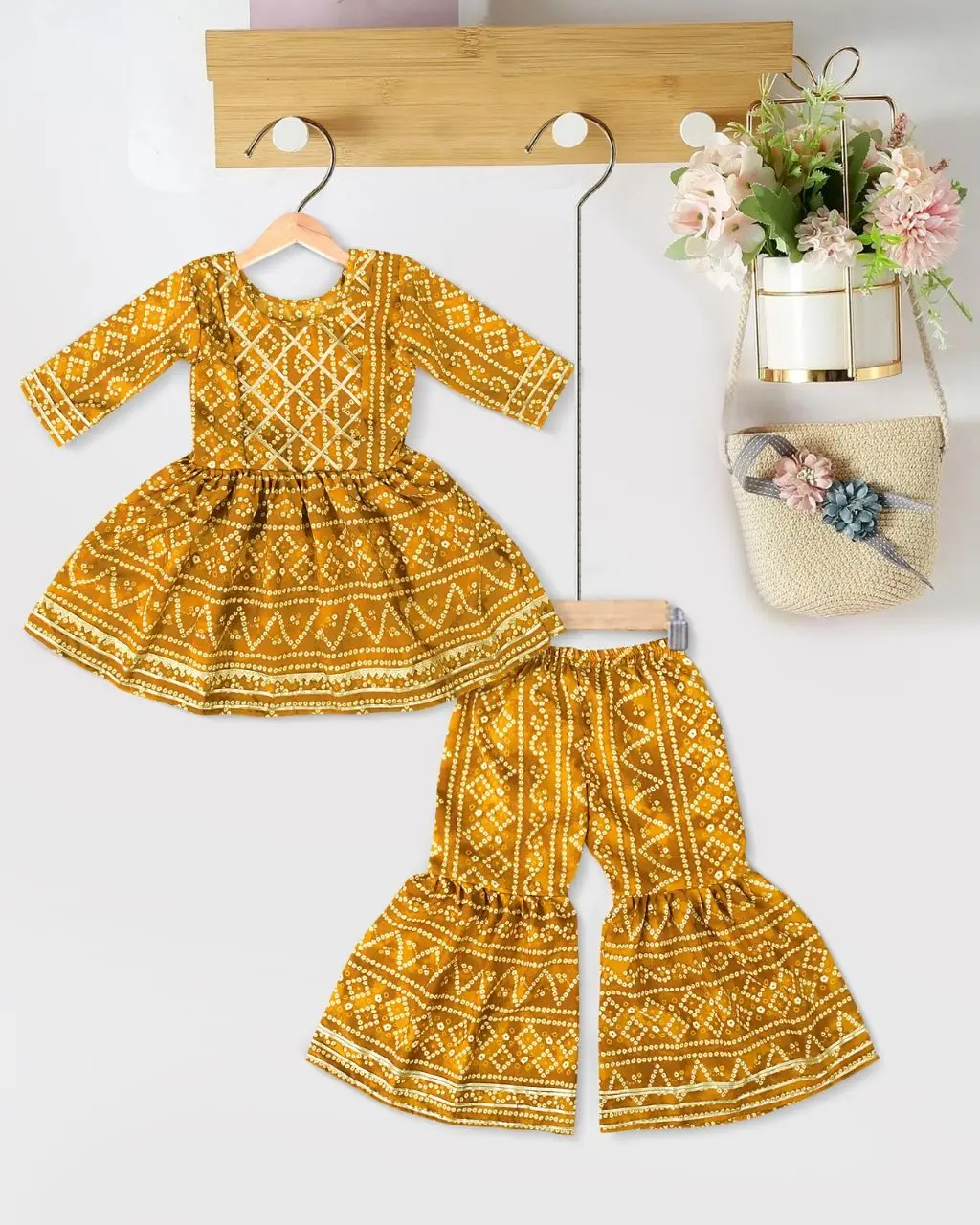 Новый детский топ FULPARI для девочек симпатичный и Симпатичный Kurta с парной шарарой комплект из ткани хлопка