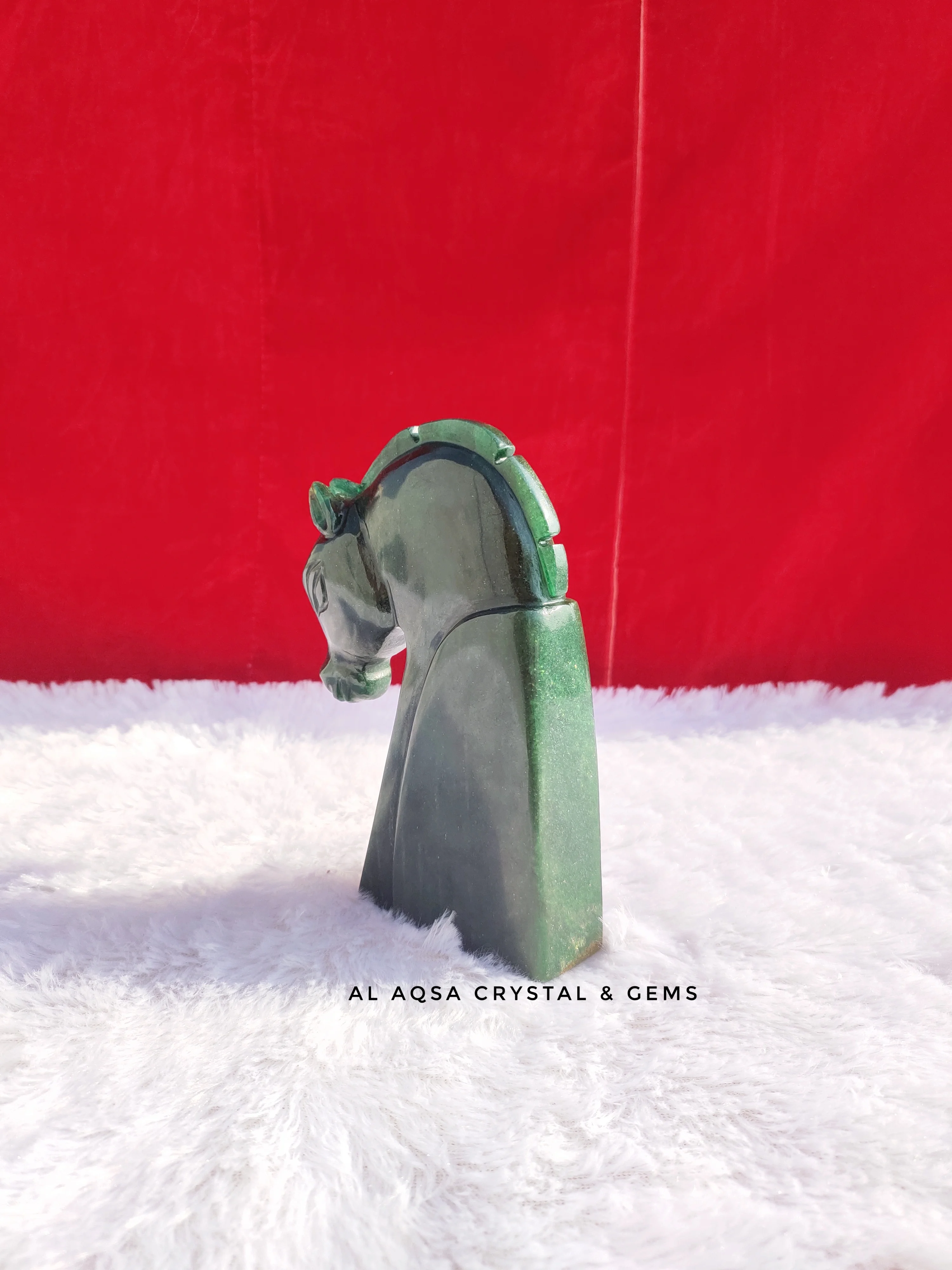 High Quality natural rare green jade horse for home office or table decoration for healing therapy for meditation