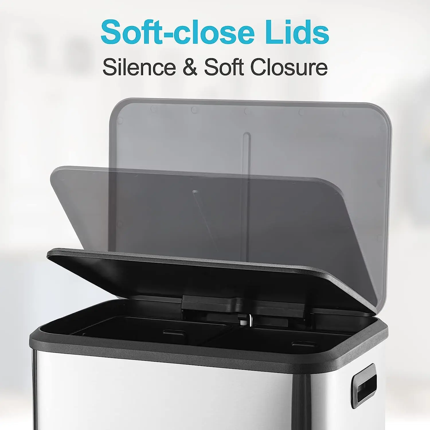 30 Liter/8 Gallon Rectangular  Stainless Steel Dual Compartment Kitchen Trash Can