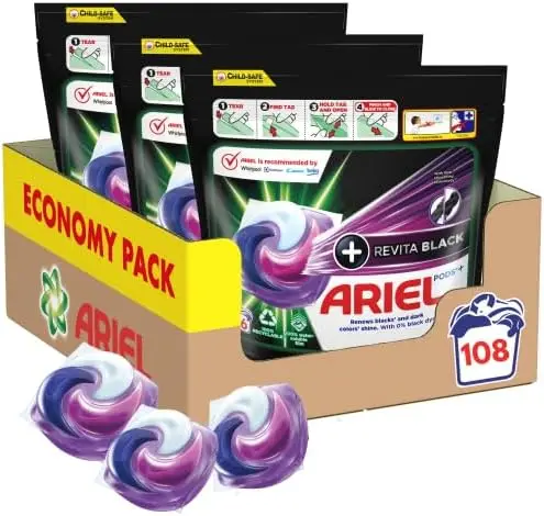 Ariel All-in-1 PODS +Revita Black Washing capsules, 108 pcs, 36 Count (Pack of 3)