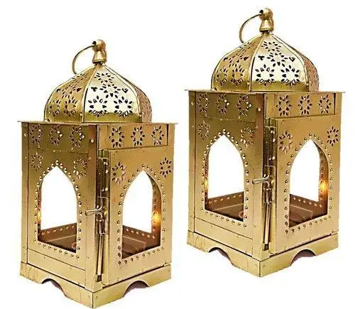 Iron & glass etching candle lantern classic design white powder coated metal candle holders ideal size home decor